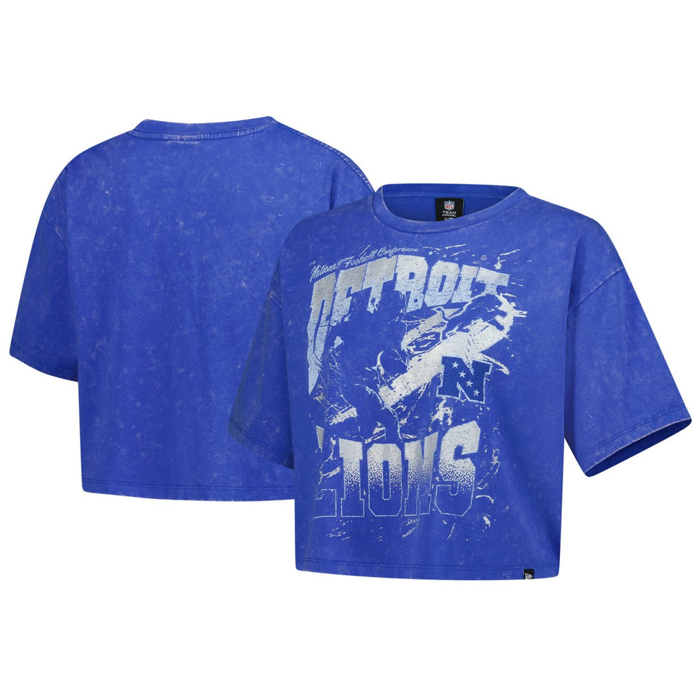 Detroit Lions Women's Cropped Boxy Sport Classics Mineral Wash T-Shirt | NFL New