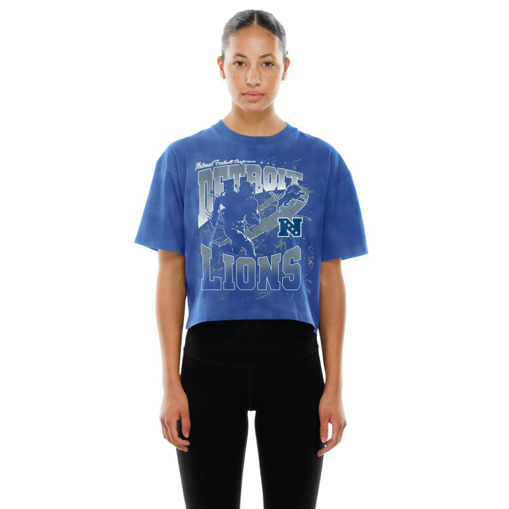 Detroit Lions Women's Cropped Boxy Sport Classics Mineral Wash T-Shirt | NFL New