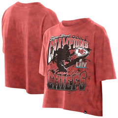 Kansas City Chiefs Women's Cropped Boxy Sport Classics Mineral Wash T-Shirt | NFL Sale