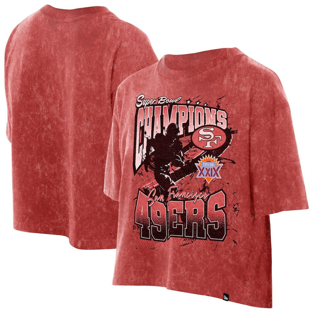San Francisco 49ers Women's Cropped Boxy Sport Classics Mineral Wash T-Shirt | NFL Near me
