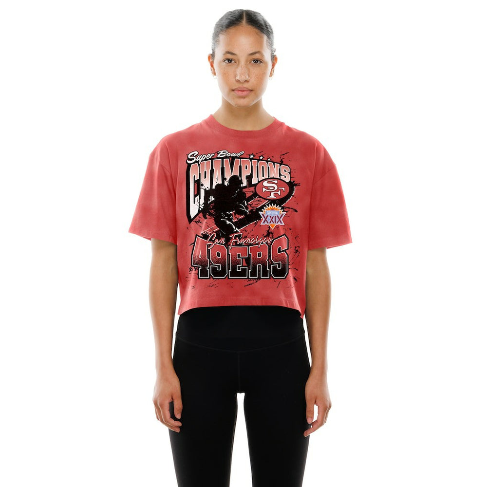 San Francisco 49ers Women's Cropped Boxy Sport Classics Mineral Wash T-Shirt | NFL Near me