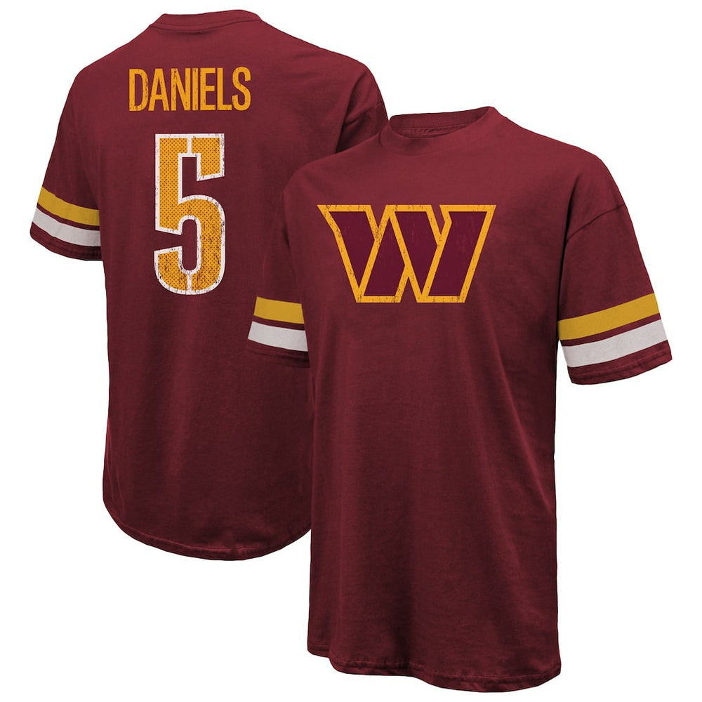 Washington Commanders Jayden Daniels  Majestic Threads Name & Number Oversize Fit T-Shirt | NFL New