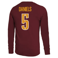 Washington Commanders Jayden Daniels  Majestic Threads Name & Number Non-Distressed Long Sleeve T-Shirt | NFL Outlet
