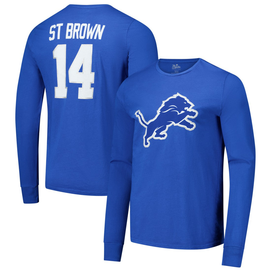 Detroit Lions Amon-Ra St. Brown  Majestic Threads Name & Number Long Sleeve T-Shirt | NFL Outlet