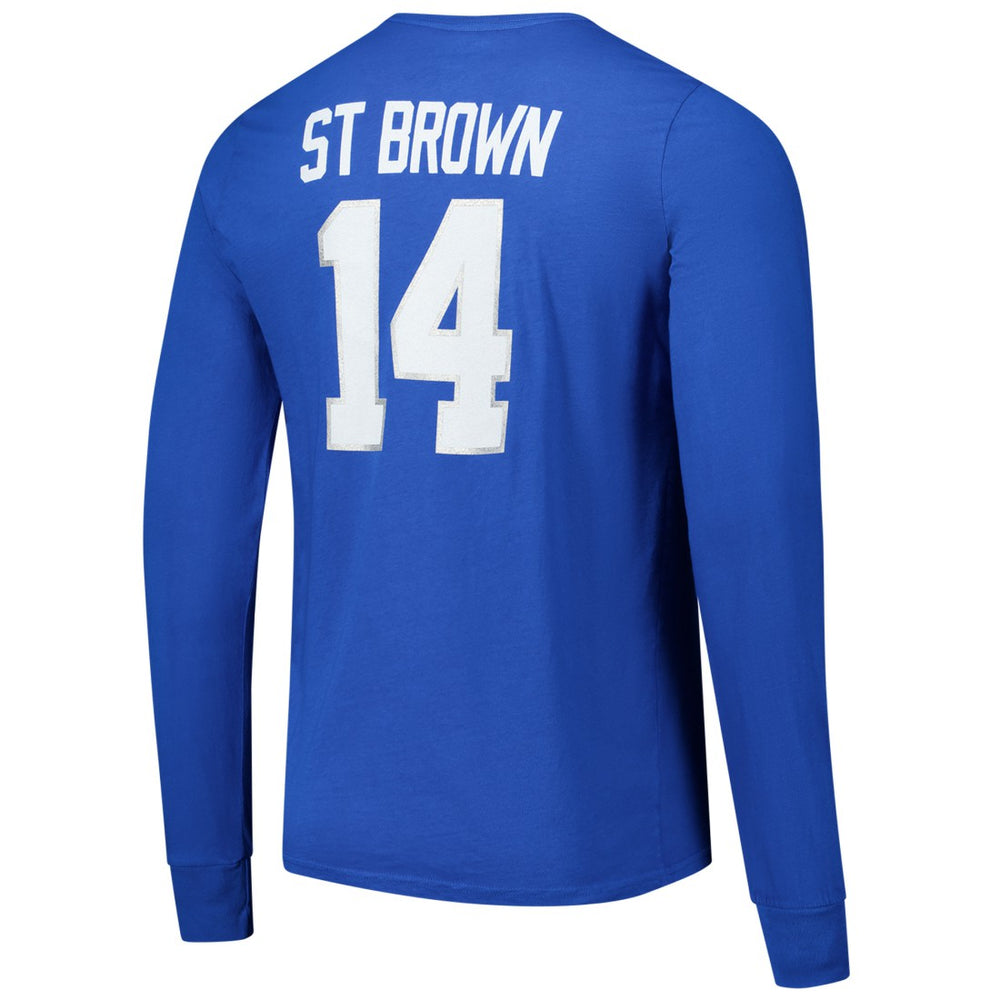 Detroit Lions Amon-Ra St. Brown  Majestic Threads Name & Number Long Sleeve T-Shirt | NFL Outlet