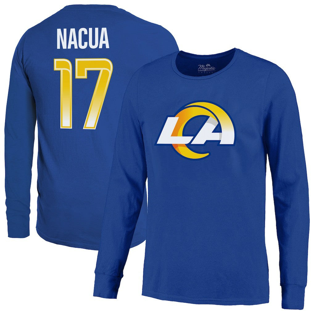Los Angeles Rams Puka Nacua  Majestic Threads Name & Number Non-Distressed Long Sleeve T-Shirt | NFL On sale