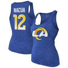 Los Angeles Rams Puka Nacua  Majestic Threads Women's Name & Number Tri-Blend Scoop Neck Tank Top | NFL On sale
