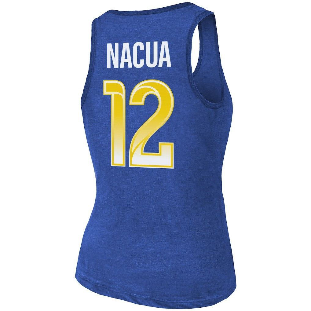 Los Angeles Rams Puka Nacua  Majestic Threads Women's Name & Number Tri-Blend Scoop Neck Tank Top | NFL On sale