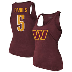 Washington Commanders Jayden Daniels  Majestic Threads Women's Name & Number Tri-Blend Scoop Neck Tank Top | NFL On sale
