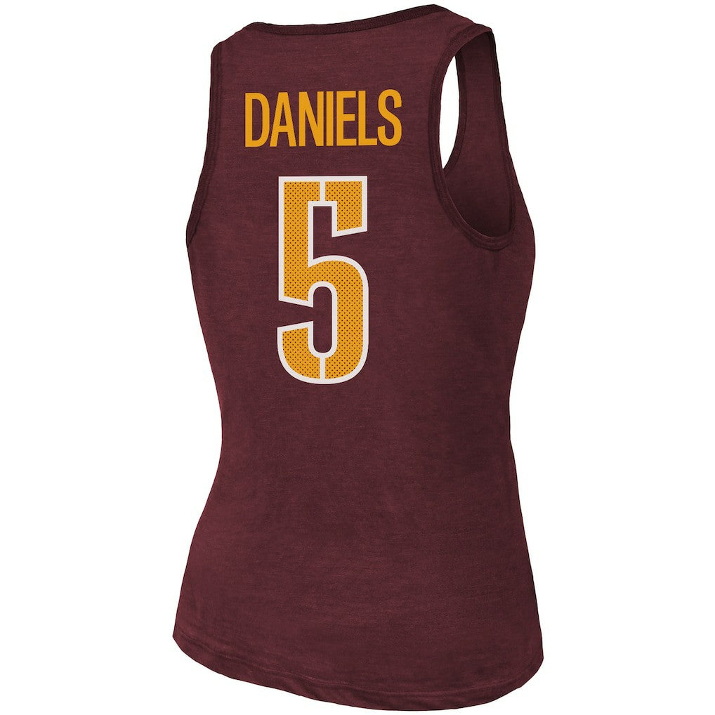 Washington Commanders Jayden Daniels  Majestic Threads Women's Name & Number Tri-Blend Scoop Neck Tank Top | NFL On sale