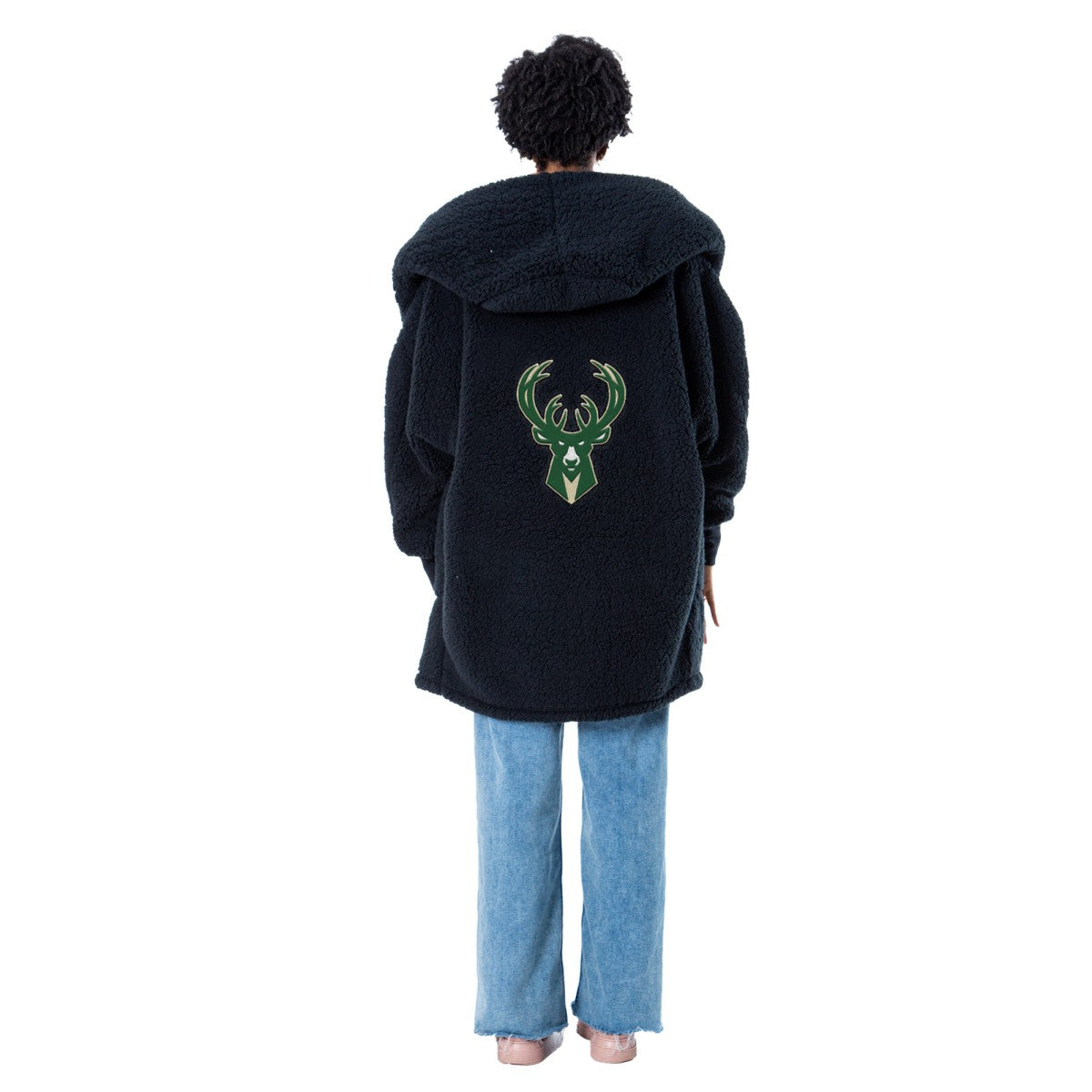 The Best Lounger in the World By Jill Martin Milwaukee Bucks Unisex Black Oversized Open-Front Hoodie Sweater cheap | NBA