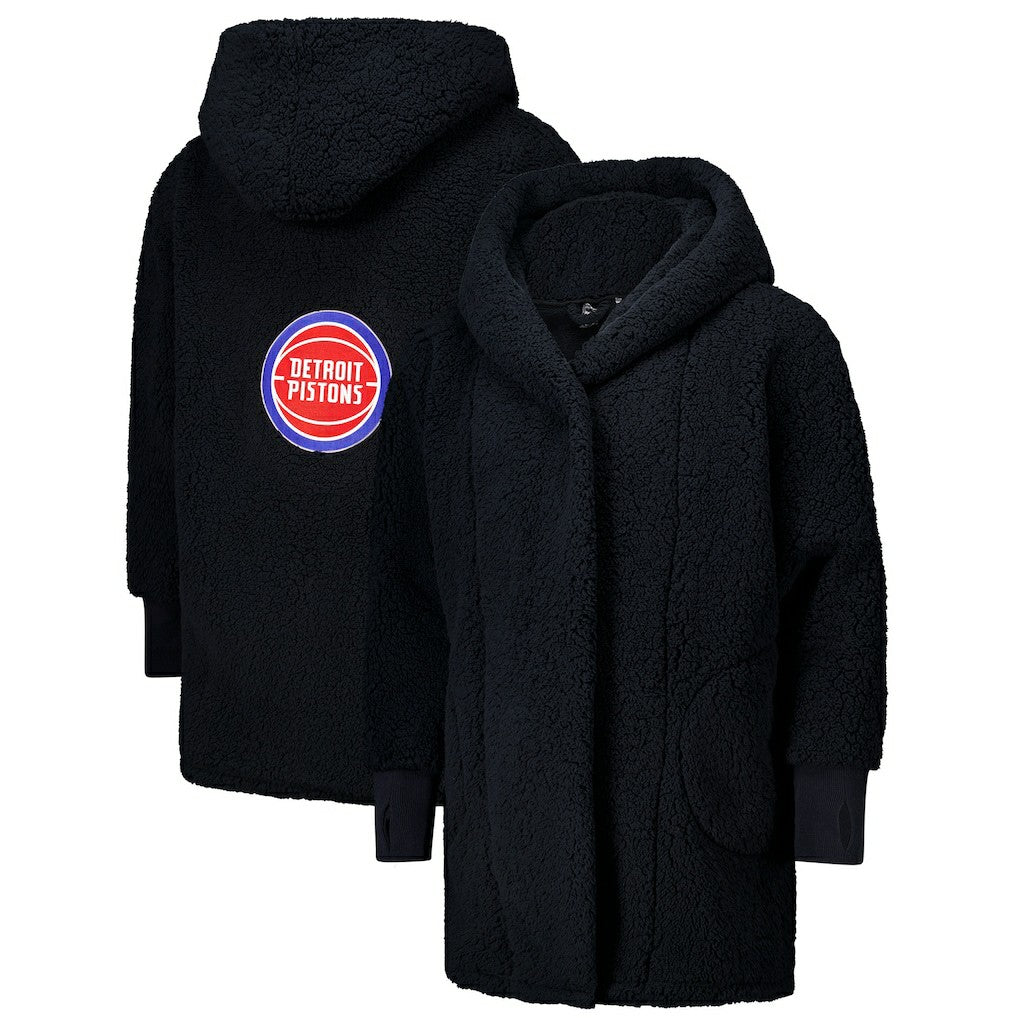 The Best Lounger in the World By Jill Martin Detroit Pistons Unisex Black Oversized Open-Front Hoodie Sweater cheap | NBA