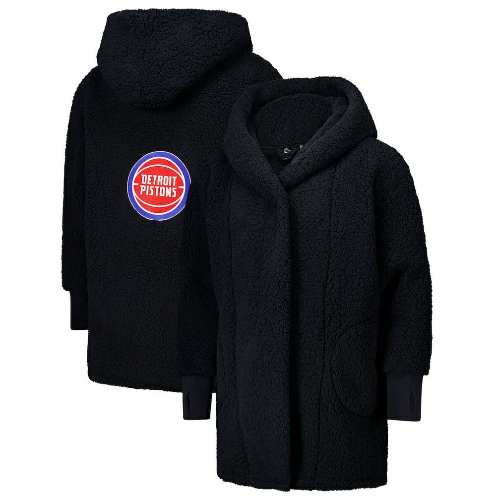 The Best Lounger in the World By Jill Martin Detroit Pistons Unisex Black Oversized Open-Front Hoodie Sweater cheap | NBA