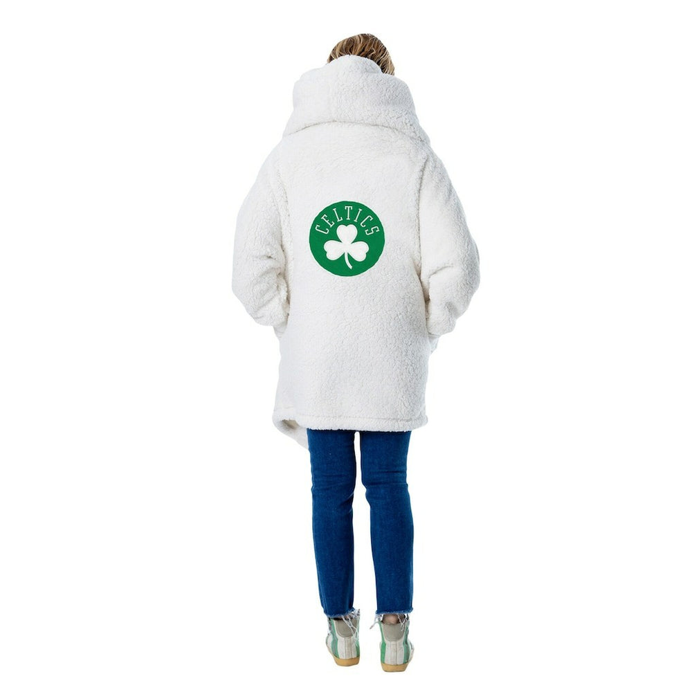 The Best Lounger in the World By Jill Martin Boston Celtics Unisex Cream Oversized Open-Front Hoodie Sweater on sale | NBA