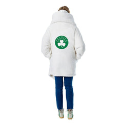 The Best Lounger in the World By Jill Martin Boston Celtics Unisex Cream Oversized Open-Front Hoodie Sweater on sale | NBA