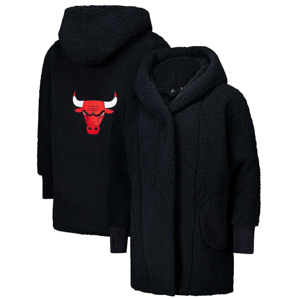 The Best Lounger in the World By Jill Martin Chicago Bulls Unisex Black Oversized Open-Front Hoodie Sweater cheap | NBA