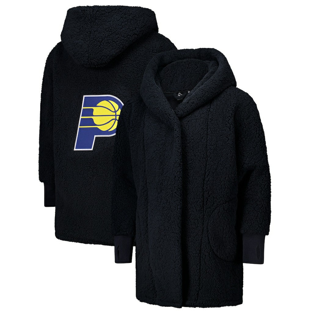 The Best Lounger in the World By Jill Martin Indiana Pacers Unisex Black Oversized Open-Front Hoodie Sweater discount | NBA