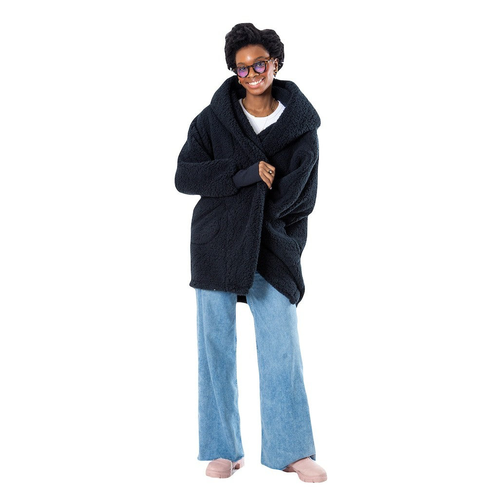 The Best Lounger in the World By Jill Martin Indiana Pacers Unisex Black Oversized Open-Front Hoodie Sweater discount | NBA