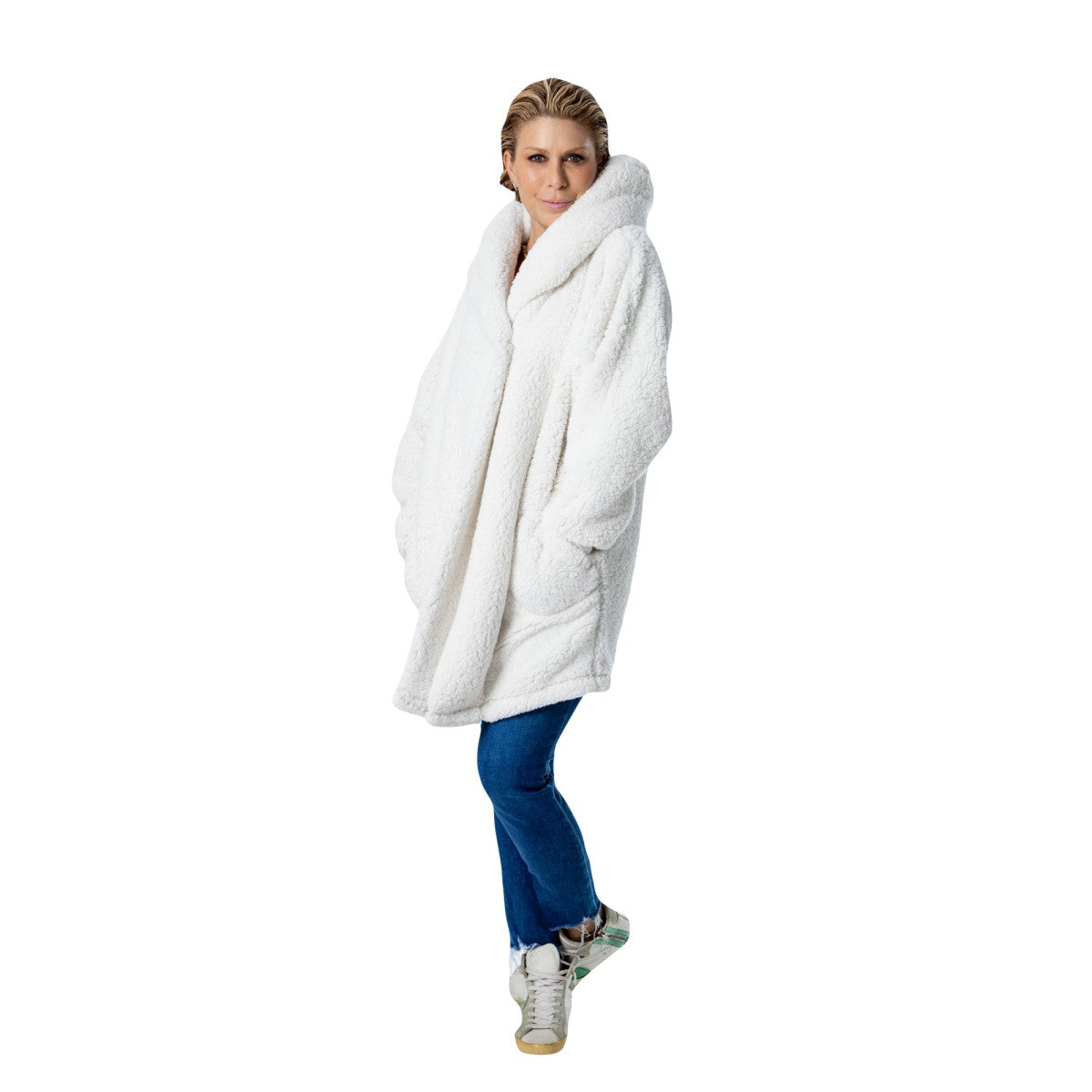 The Best Lounger in the World By Jill Martin Los Angeles Lakers Unisex Cream Oversized Open-Front Hoodie Sweater sale | NBA