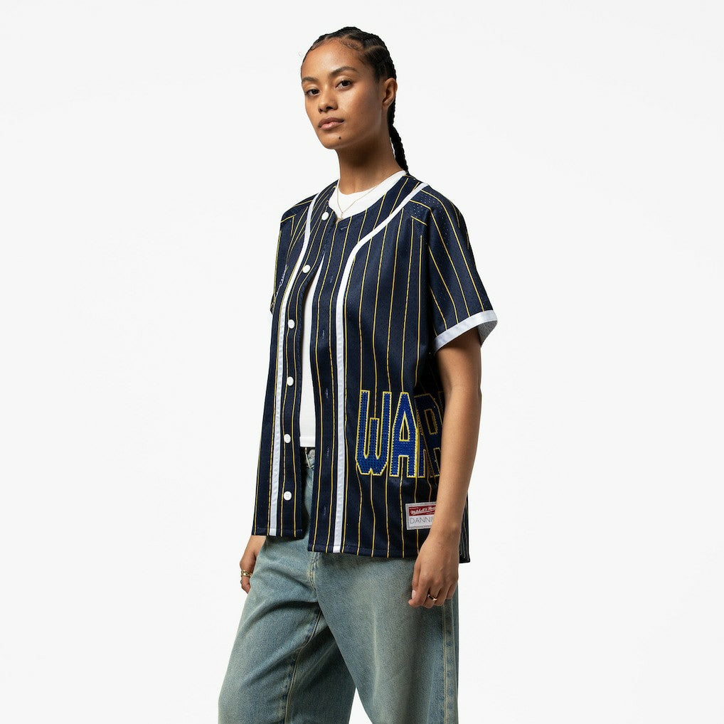 Blue Golden State Warriors x DANNIJO Women's Fashion Baseball Jersey sale | NBA