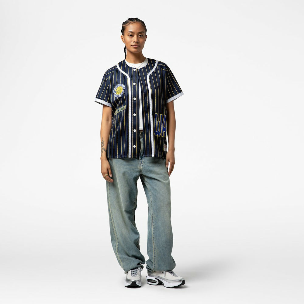 Blue Golden State Warriors x DANNIJO Women's Fashion Baseball Jersey sale | NBA