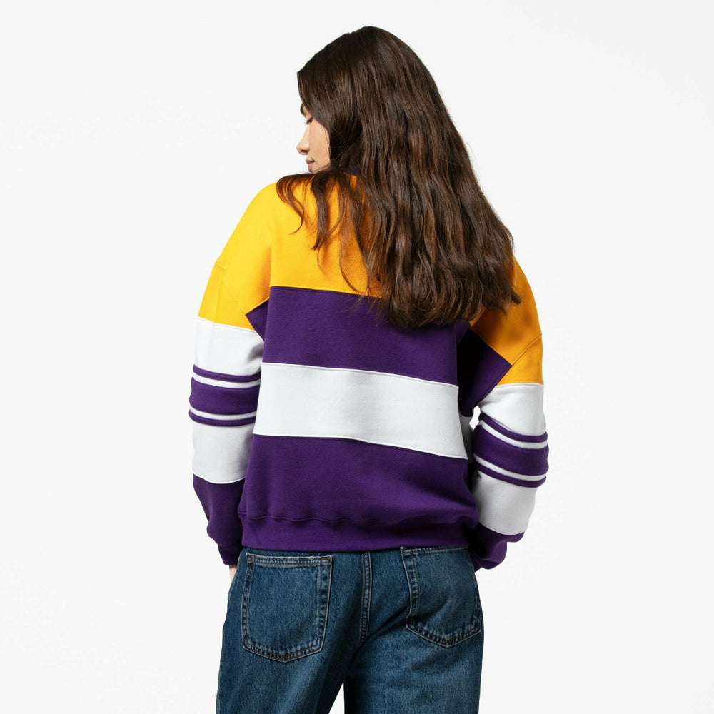 Gold/Purple Los Angeles Lakers x DANNIJO Women's Blocked Pullover Sweatshirt | NBA