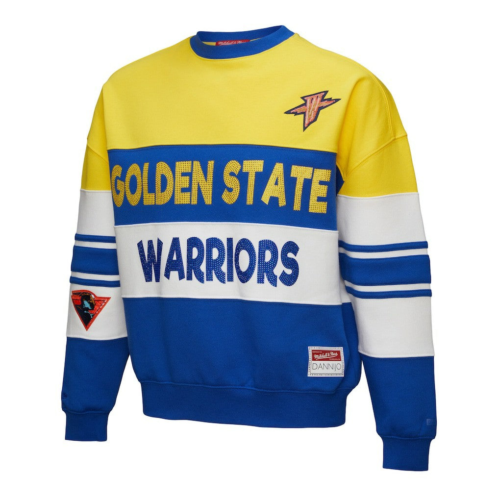 Gold/Royal Golden State Warriors x DANNIJO Women's Blocked Pullover Sweatshirt sale | NBA