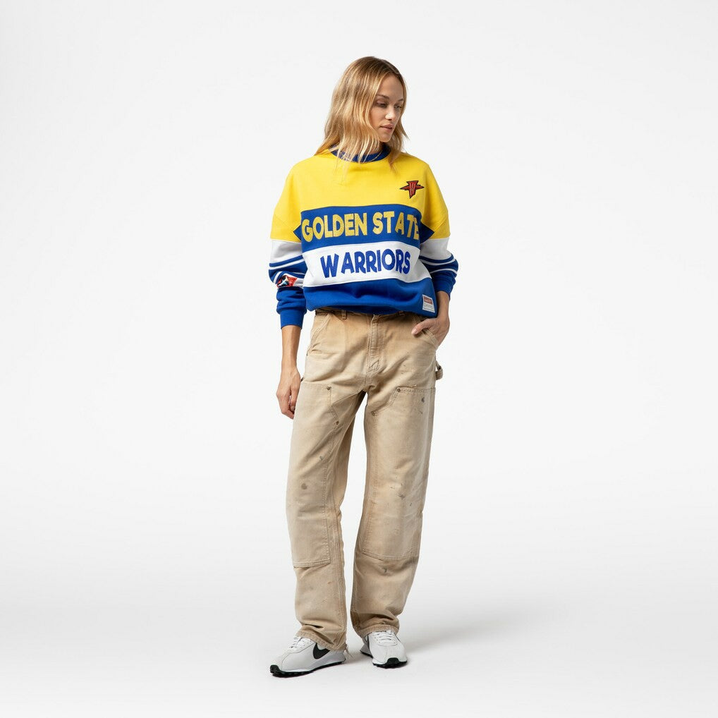 Gold/Royal Golden State Warriors x DANNIJO Women's Blocked Pullover Sweatshirt sale | NBA