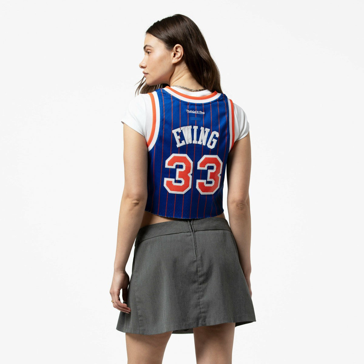 Royal Patrick Ewing New York Knicks x DANNIJO Women's Fashion Cropped Basketball Jersey | NBA