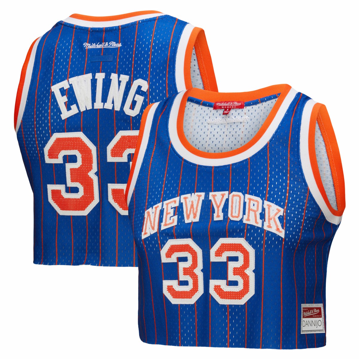 Royal Patrick Ewing New York Knicks x DANNIJO Women's Fashion Cropped Basketball Jersey | NBA