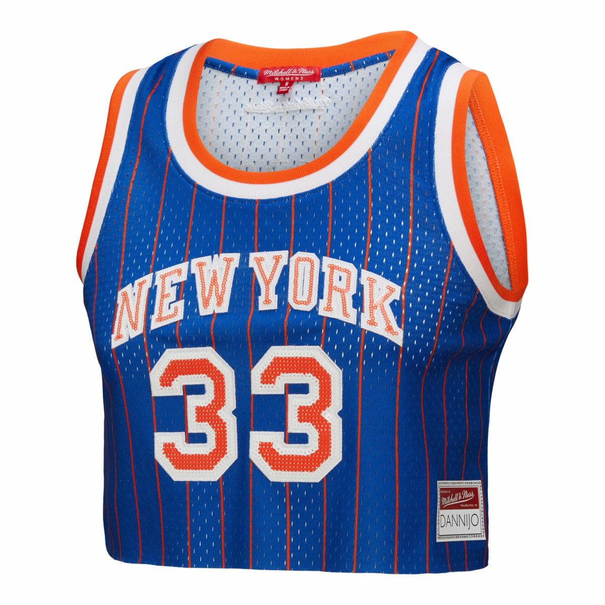 Royal Patrick Ewing New York Knicks x DANNIJO Women's Fashion Cropped Basketball Jersey | NBA