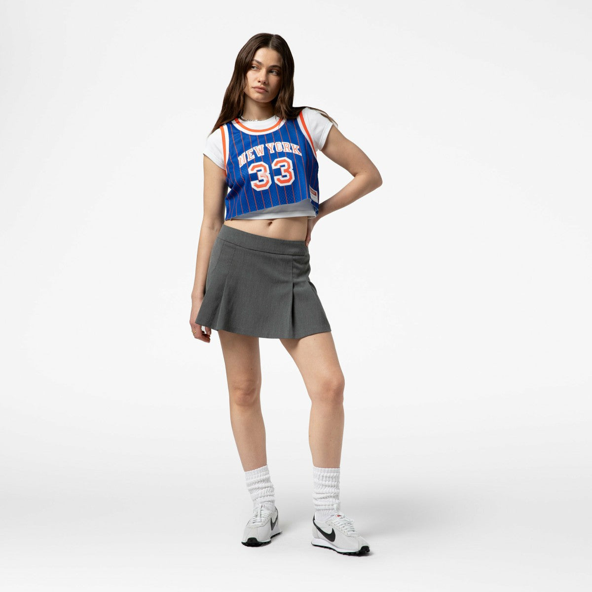 Royal Patrick Ewing New York Knicks x DANNIJO Women's Fashion Cropped Basketball Jersey | NBA