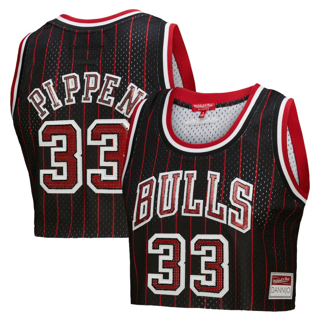 Black Scottie Pippen Chicago Bulls x DANNIJO Women's Fashion Cropped Basketball Jersey sale | NBA