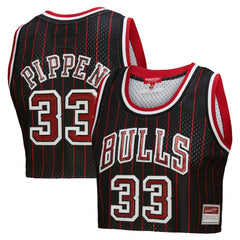 Black Scottie Pippen Chicago Bulls x DANNIJO Women's Fashion Cropped Basketball Jersey sale | NBA