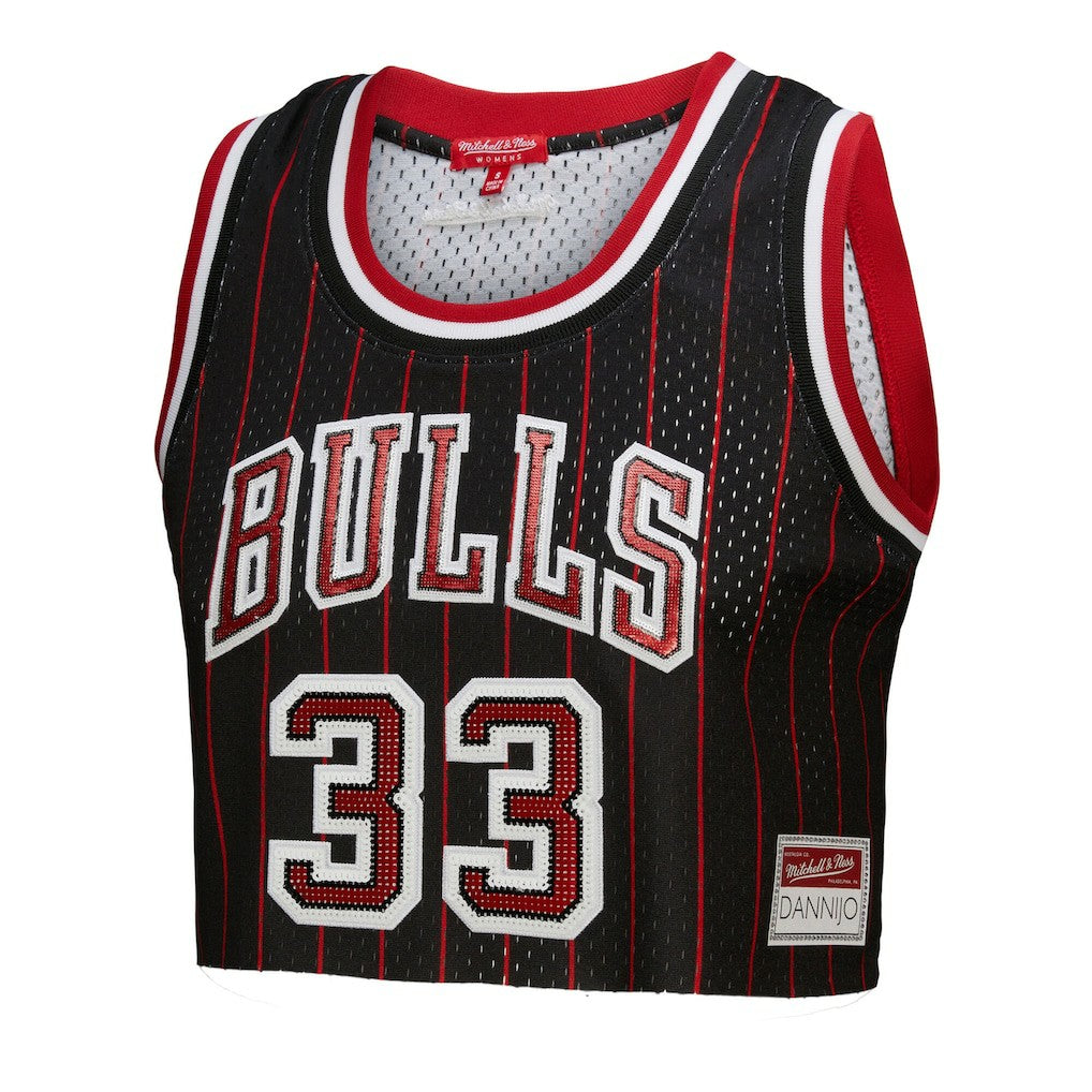 Black Scottie Pippen Chicago Bulls x DANNIJO Women's Fashion Cropped Basketball Jersey sale | NBA