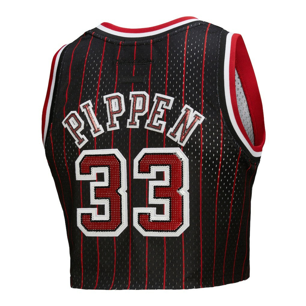 Black Scottie Pippen Chicago Bulls x DANNIJO Women's Fashion Cropped Basketball Jersey sale | NBA