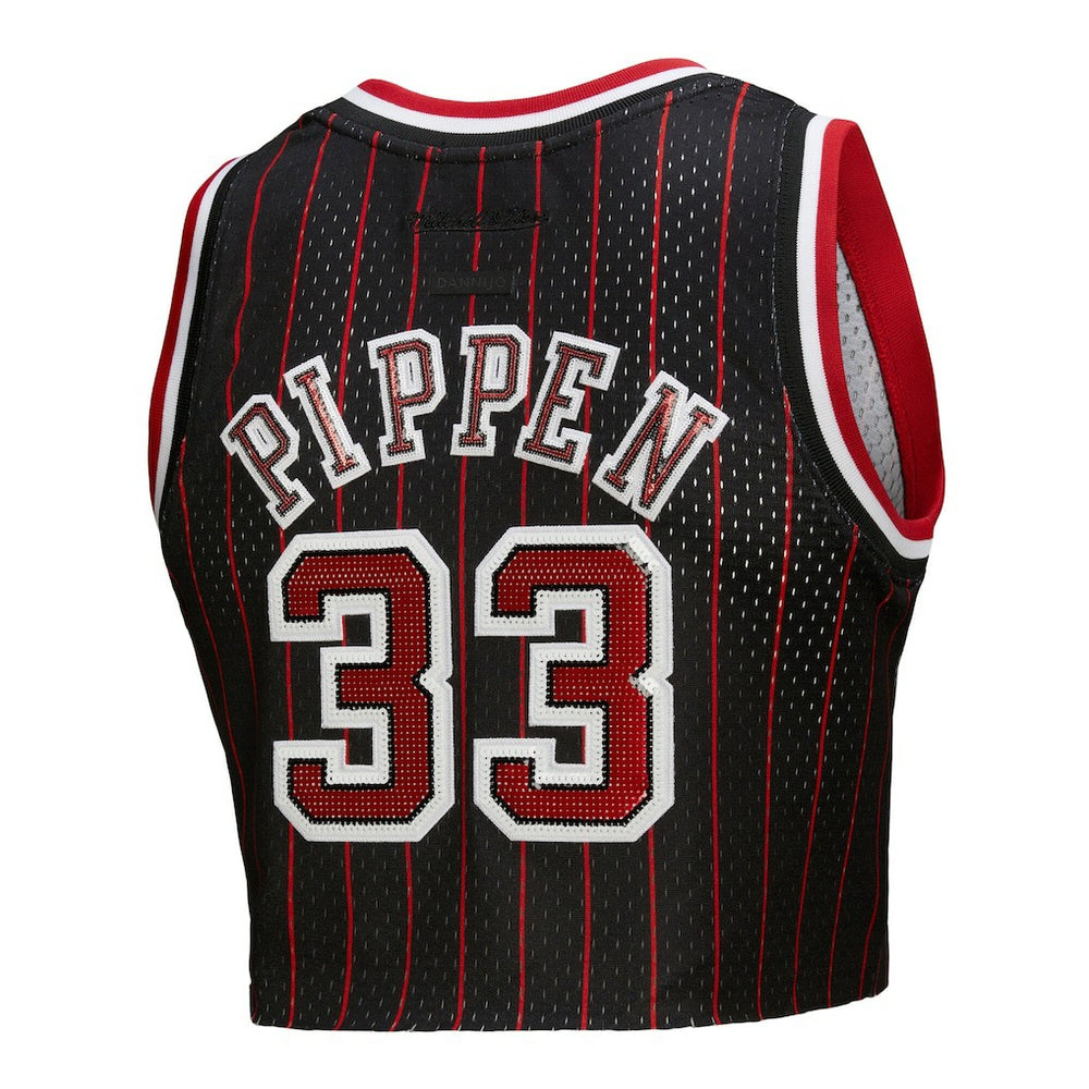 Black Scottie Pippen Chicago Bulls x DANNIJO Women's Fashion Cropped Basketball Jersey sale | NBA