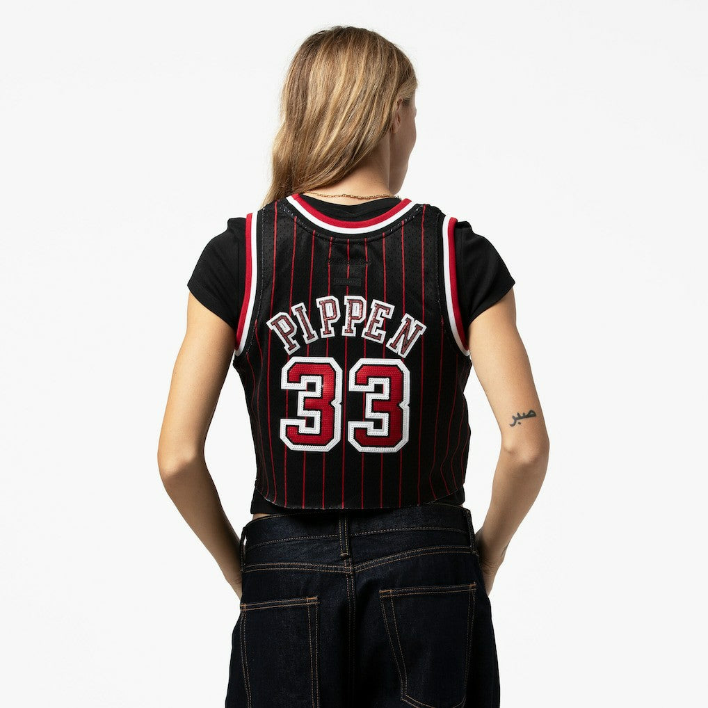 Black Scottie Pippen Chicago Bulls x DANNIJO Women's Fashion Cropped Basketball Jersey sale | NBA