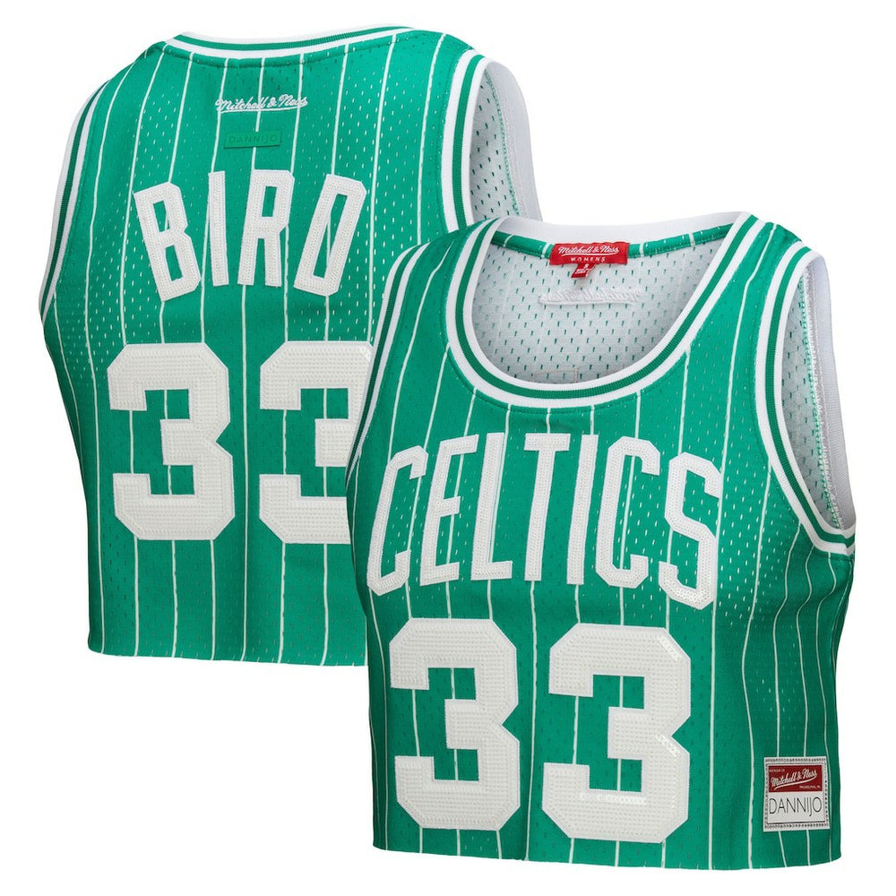 Kelly Green Larry Bird Boston Celtics x DANNIJO Women's Fashion Cropped Basketball Jersey | NBA