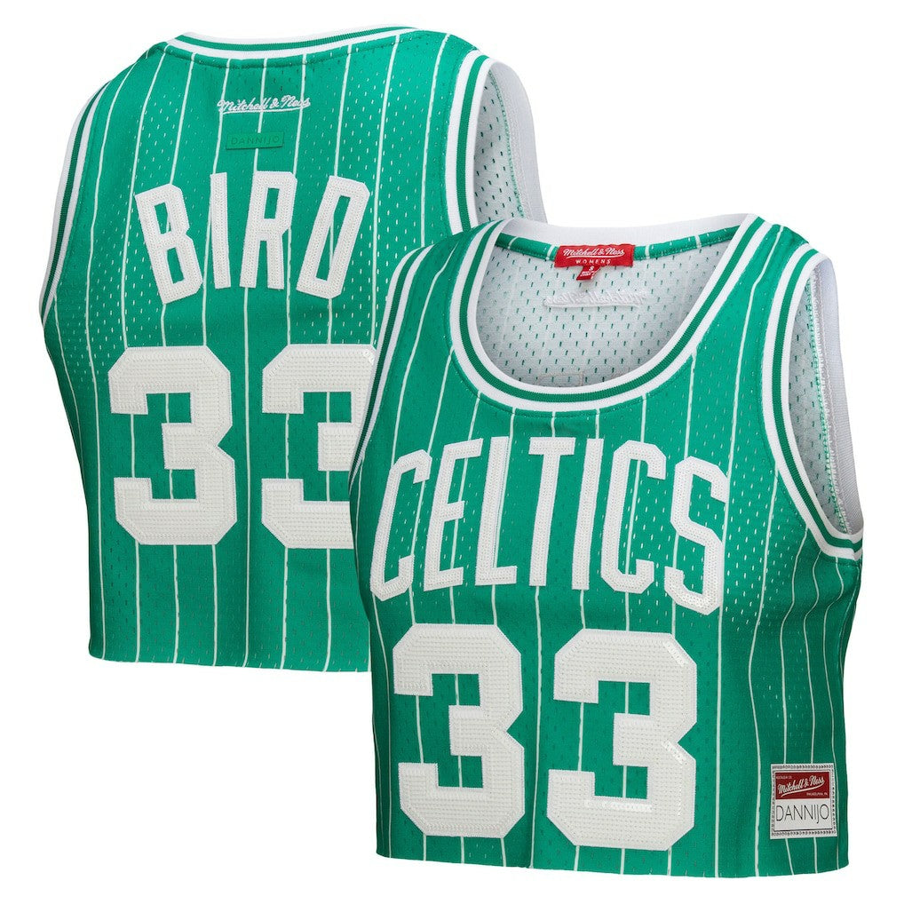 Kelly Green Larry Bird Boston Celtics x DANNIJO Women's Fashion Cropped Basketball Jersey | NBA