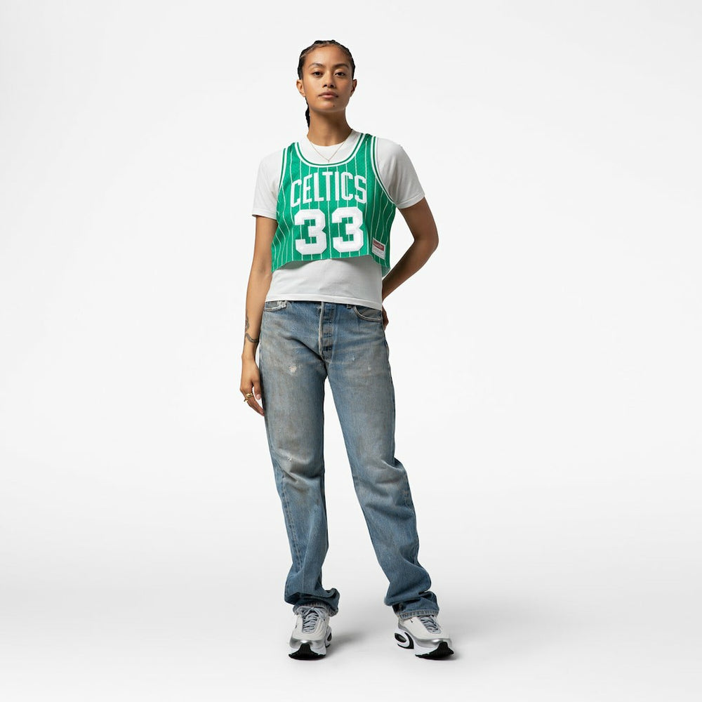 Kelly Green Larry Bird Boston Celtics x DANNIJO Women's Fashion Cropped Basketball Jersey | NBA