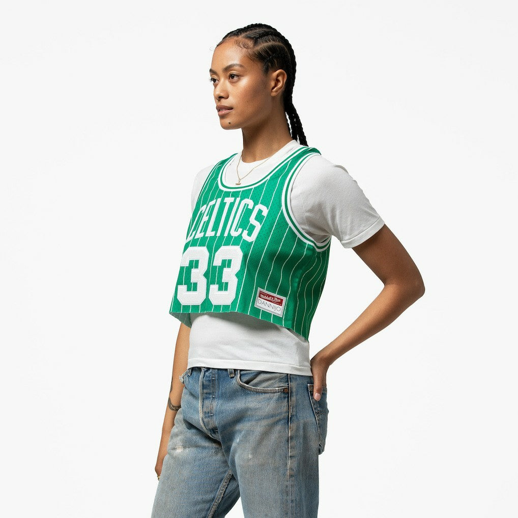 Kelly Green Larry Bird Boston Celtics x DANNIJO Women's Fashion Cropped Basketball Jersey | NBA