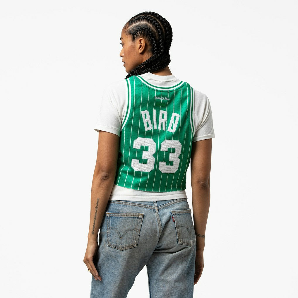 Kelly Green Larry Bird Boston Celtics x DANNIJO Women's Fashion Cropped Basketball Jersey | NBA