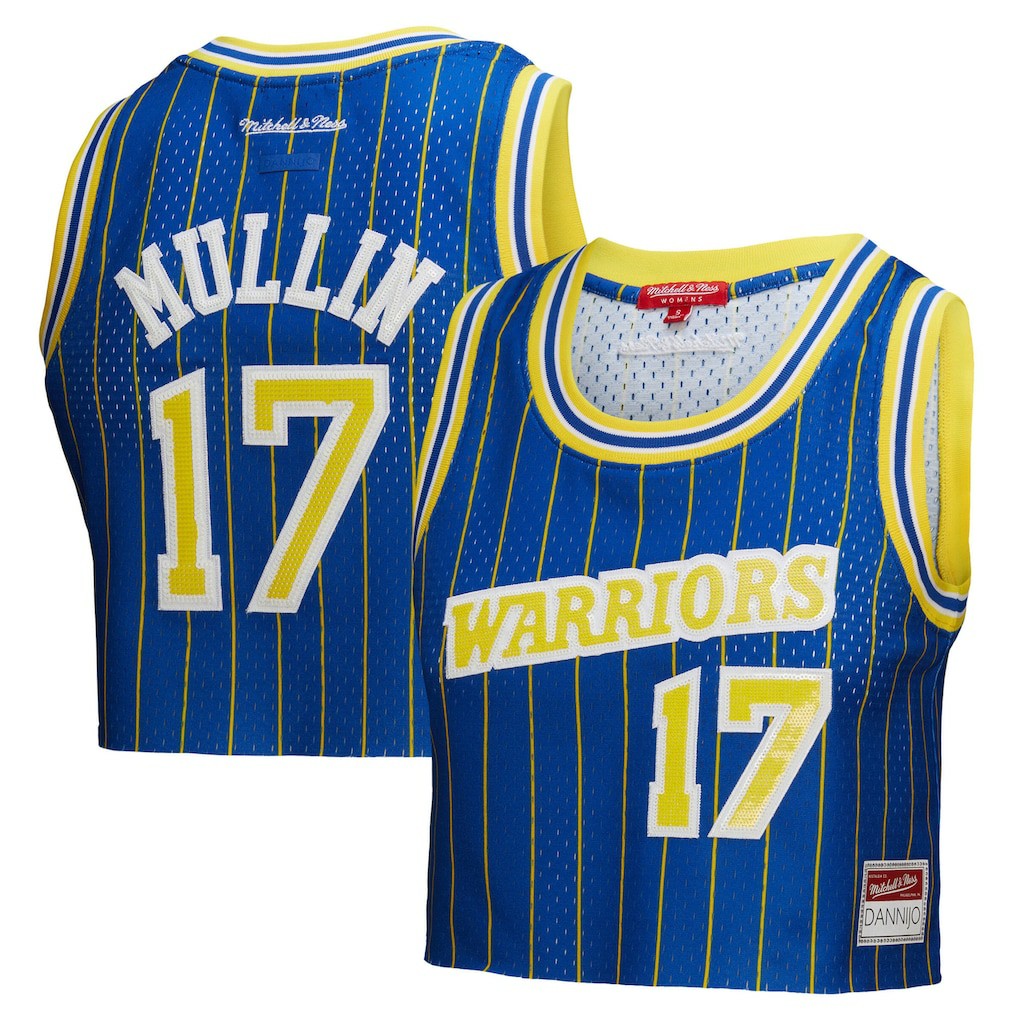 Royal Chris Mullin Golden State Warriors x DANNIJO Women's Fashion Cropped Basketball Jersey sale | NBA