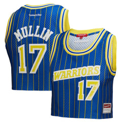 Royal Chris Mullin Golden State Warriors x DANNIJO Women's Fashion Cropped Basketball Jersey sale | NBA