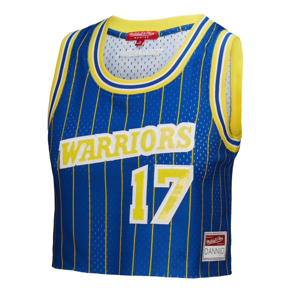 Royal Chris Mullin Golden State Warriors x DANNIJO Women's Fashion Cropped Basketball Jersey sale | NBA