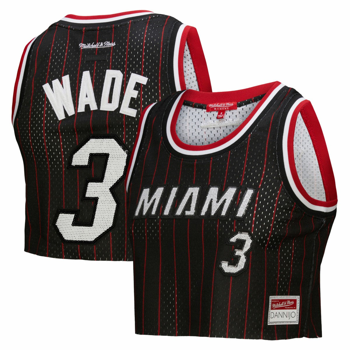 Black Dwyane Wade Miami Heat x DANNIJO Women's Fashion Cropped Basketball Jersey | NBA