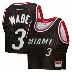 Black Dwyane Wade Miami Heat x DANNIJO Women's Fashion Cropped Basketball Jersey | NBA