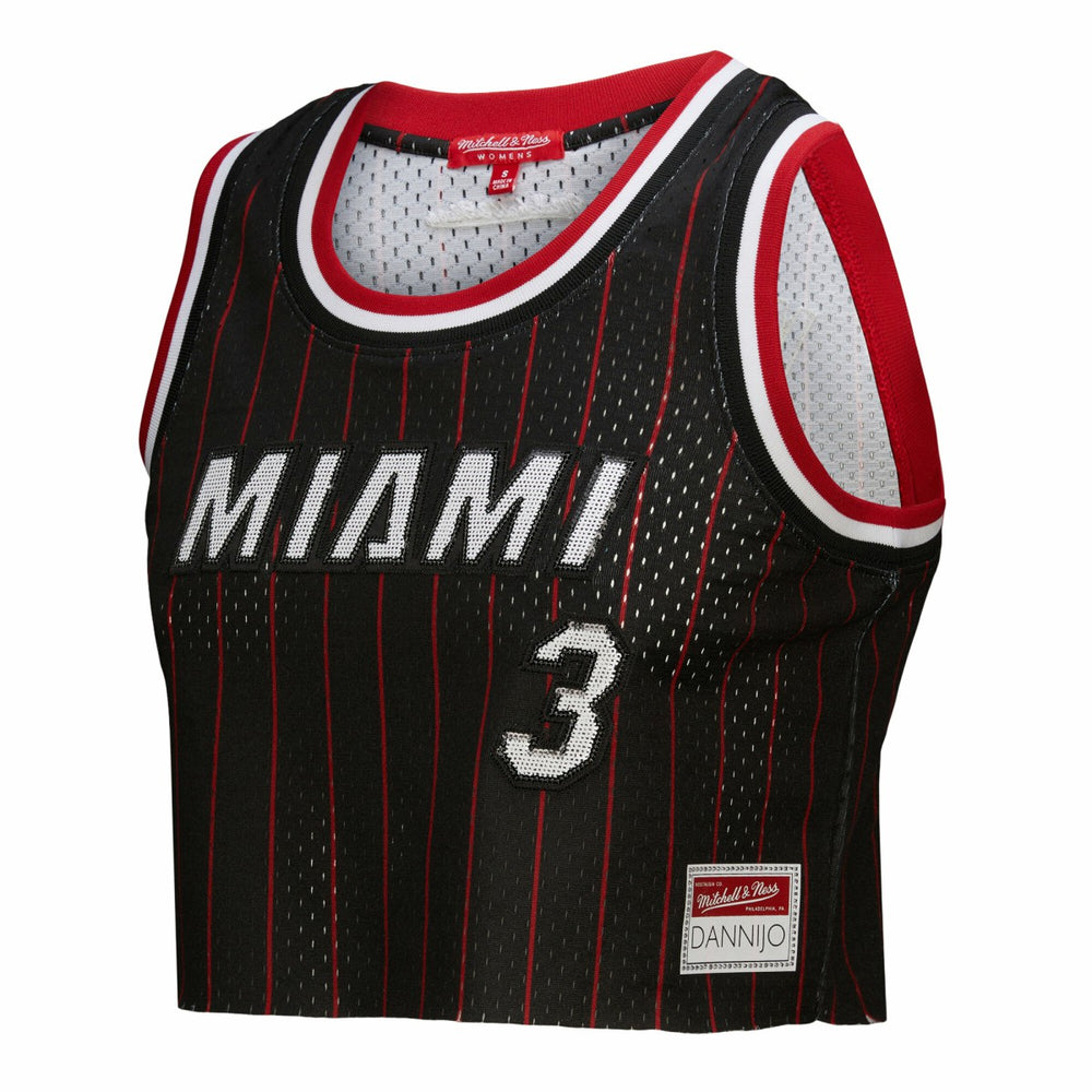 Black Dwyane Wade Miami Heat x DANNIJO Women's Fashion Cropped Basketball Jersey | NBA