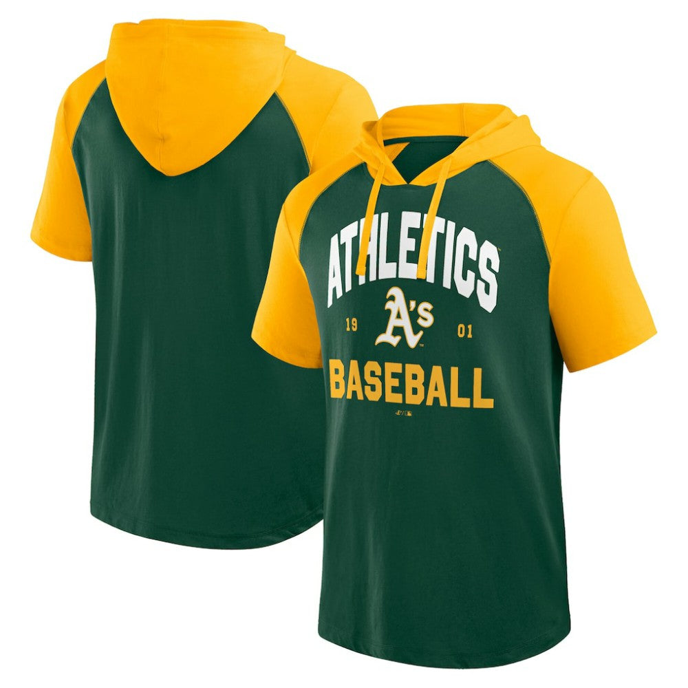 Athletics Logo Athletic Prime Raglan Short Sleeve Hoodie T-Shirt - MLB Hoodies